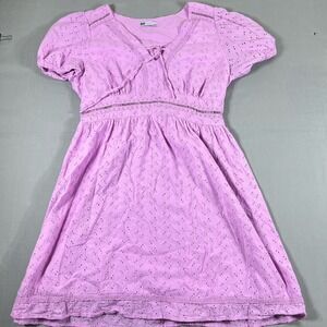 SO Junior Short Sleeve Eyelet Lined Mini Dress Size XL